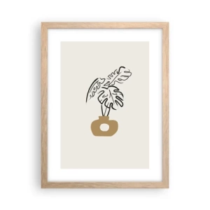 Poster în ramă de stejar deschis - Monstera - decorarea casei - 30x40 cm
