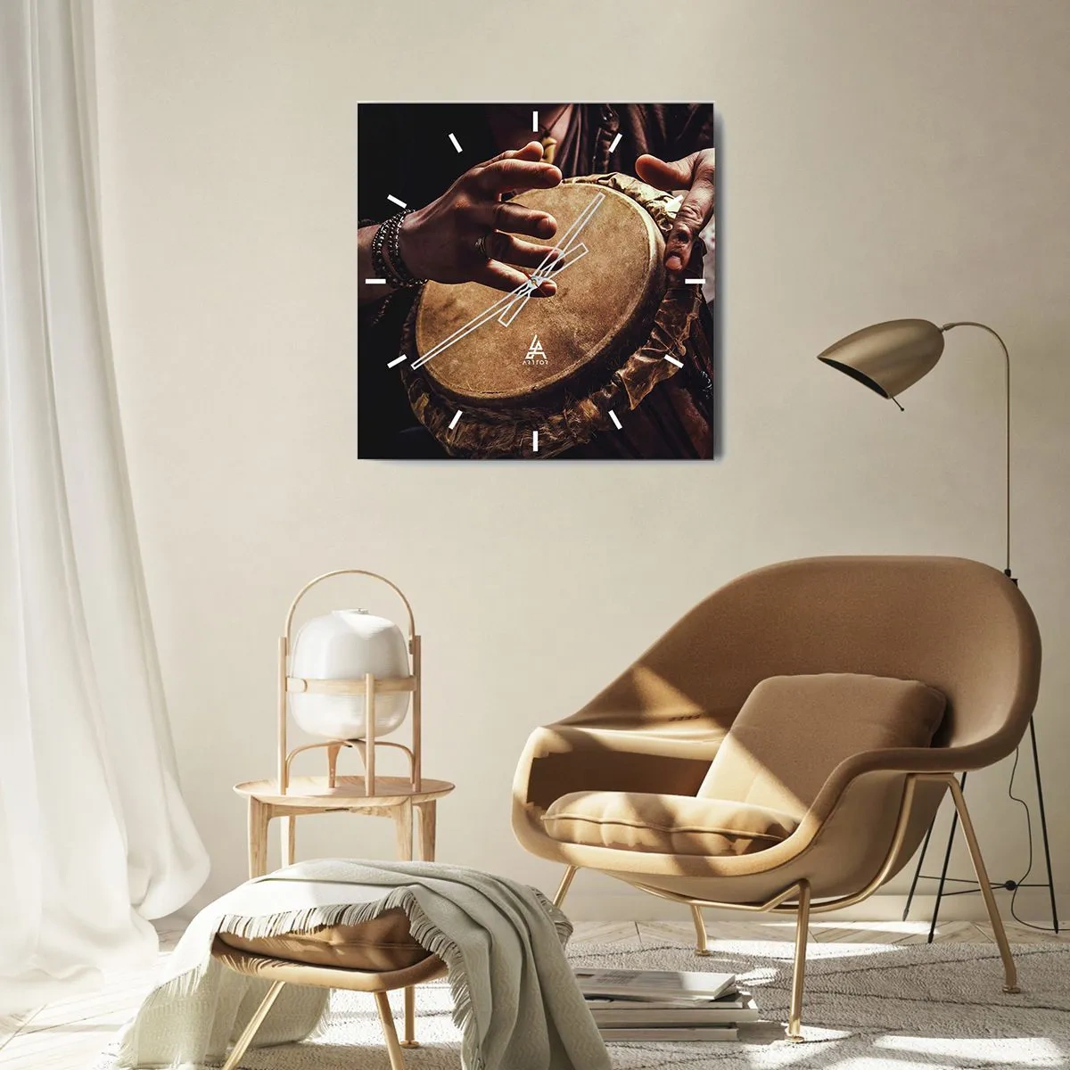 Ceas de perete - Ceas pe sticlă - În ritmul inimii - 30x30 cm