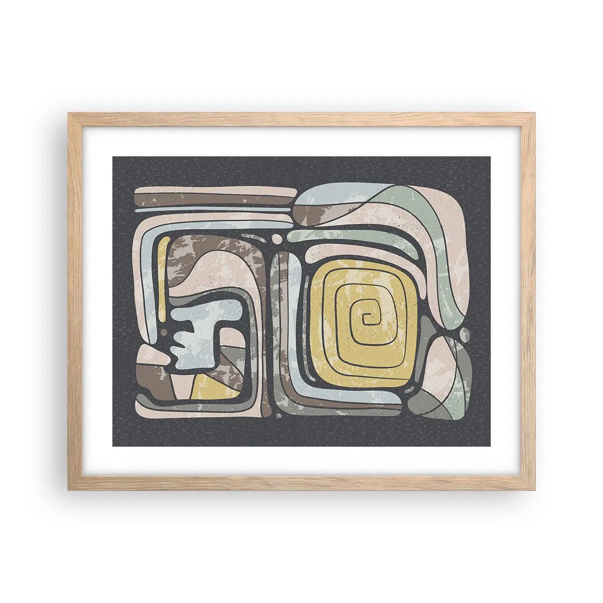 Poster în ramă de stejar deschis - Abstracție în spirit precolumbian - 50x40 cm