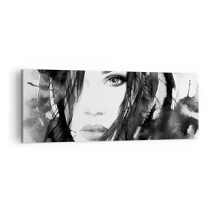 Tablou pe pânză - Studiu unei dame în alb și negru - 140x50 cm