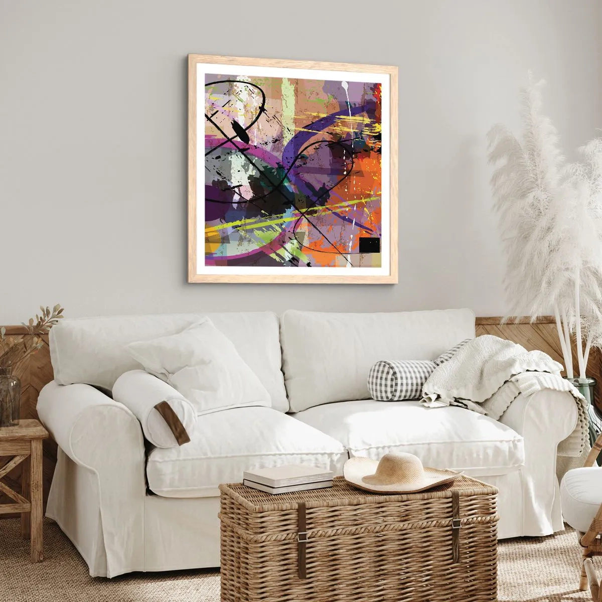 Poster în ramă de stejar deschis - Poate fi drept sau de jur împrejur - 40x40 cm