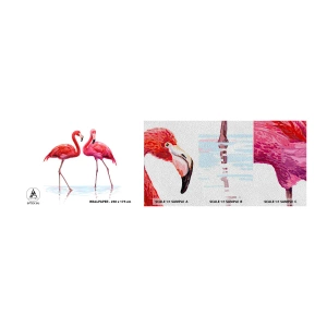 Mostră tapet Premium Sand - Pink randez-vous - Flamingos, Păsări, Bucată - 100x30 cm