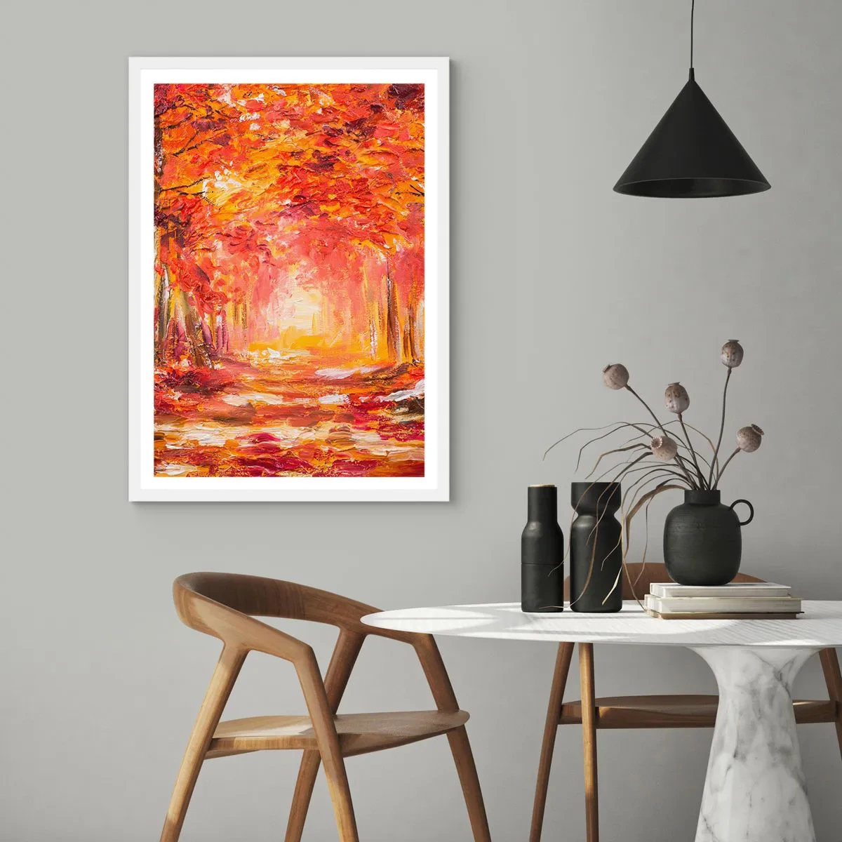 Poster în ramă albă - Pădurea de cupru - 70x100 cm
