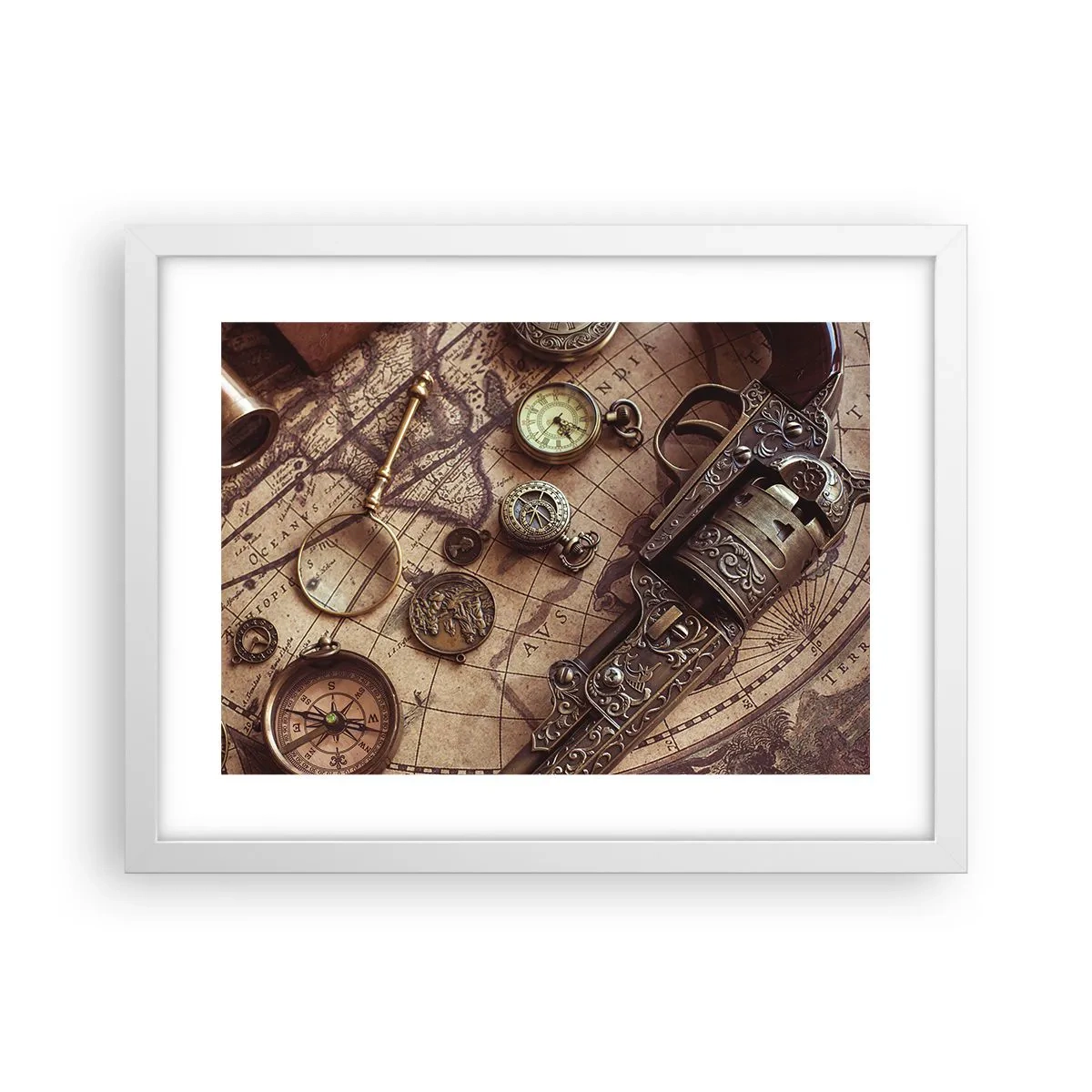 Poster în ramă albă - Sugestii de aventură - 40x30 cm