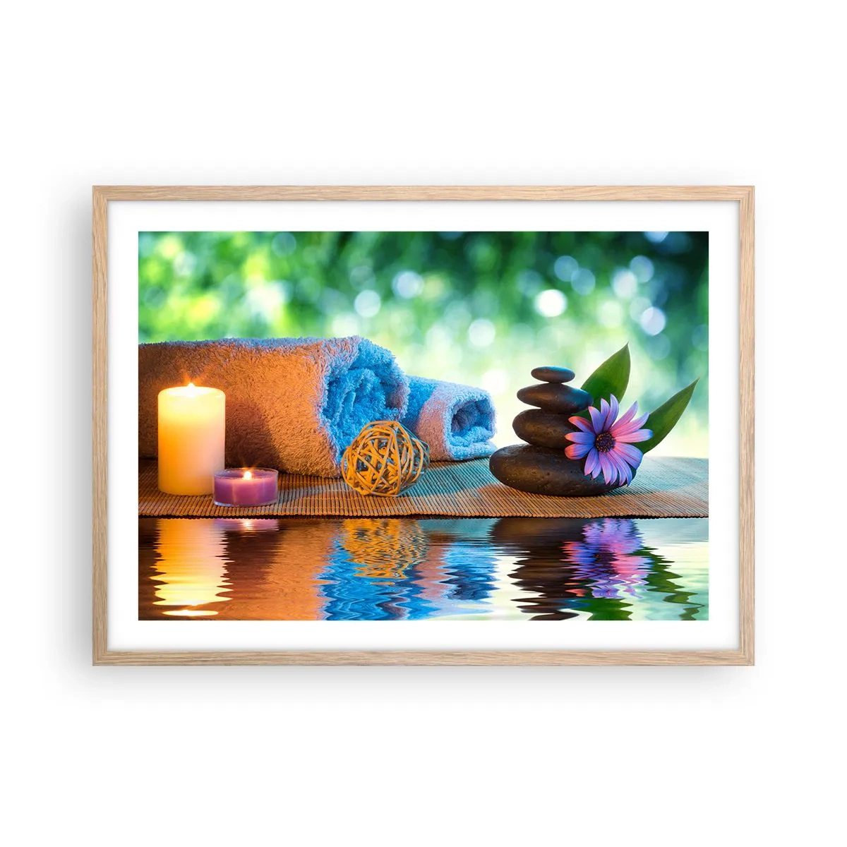 Poster în ramă de stejar deschis - Timp pentru corp - 70x50 cm