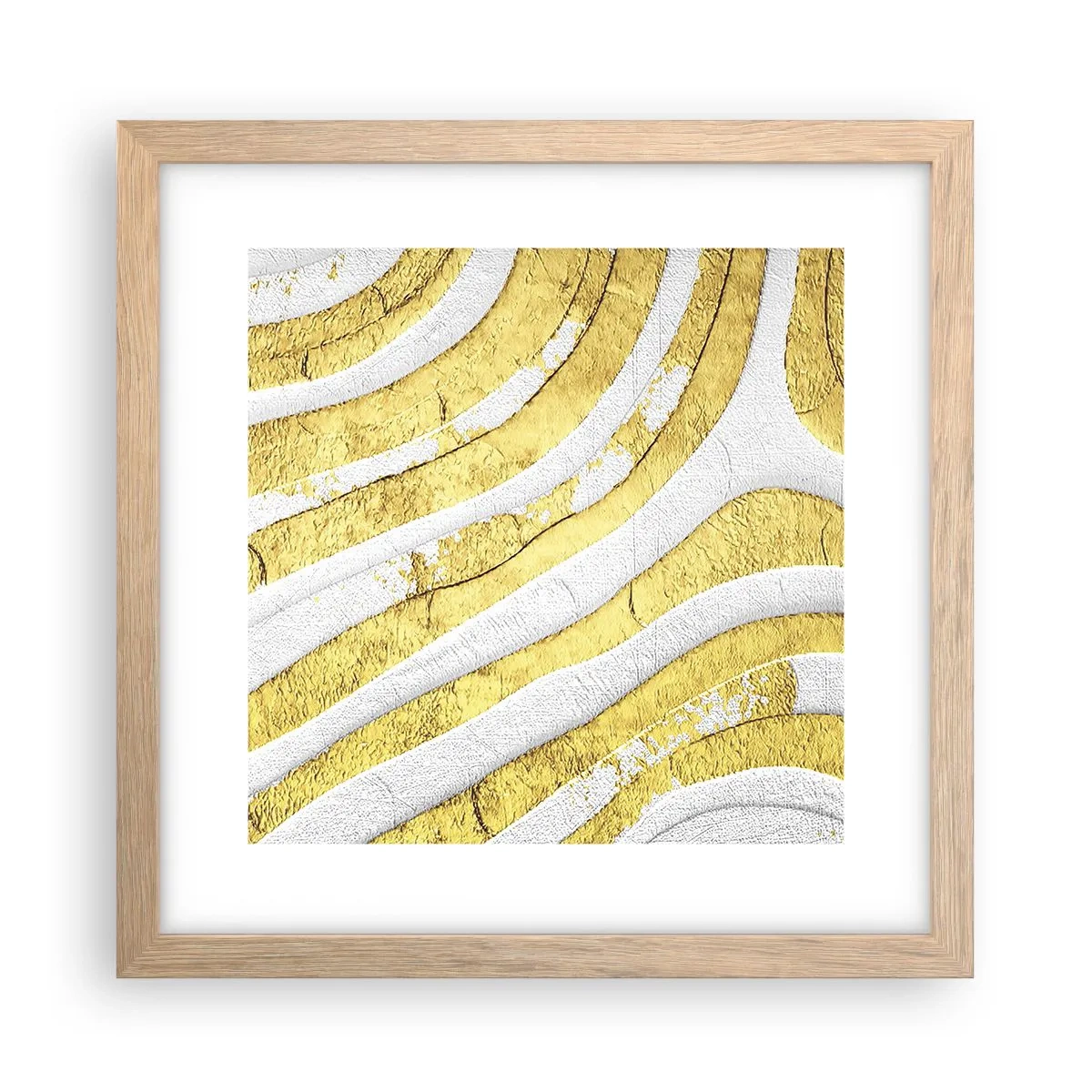 Poster în ramă de stejar deschis - Compoziția în alb și auriu - 30x30 cm