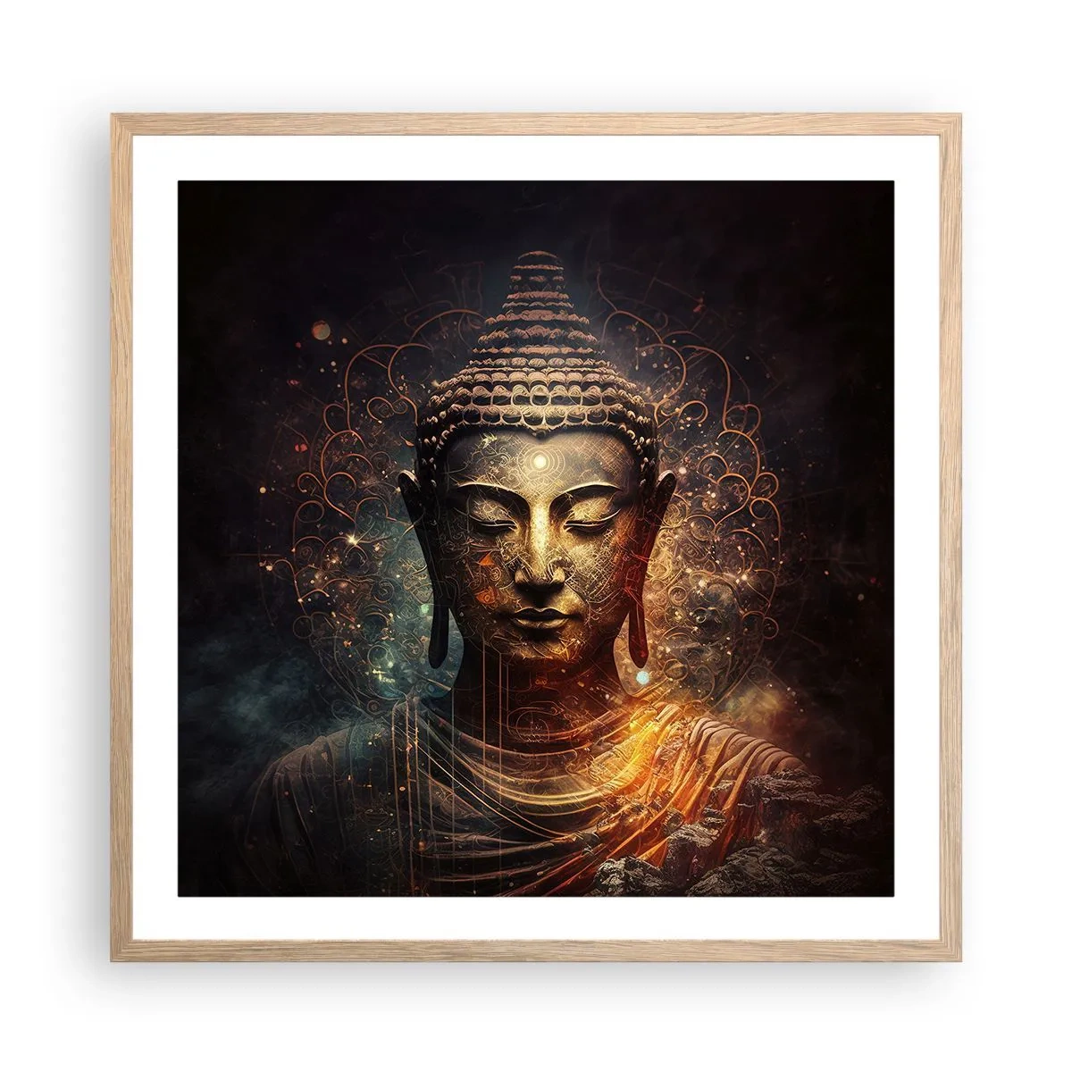 Poster în ramă de stejar deschis - Echilibru spiritual - 60x60 cm