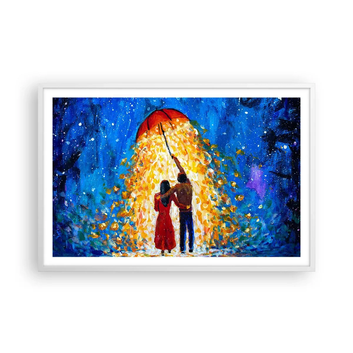 Poster în ramă albă - Magia unei seri ploioase? - 91x61 cm