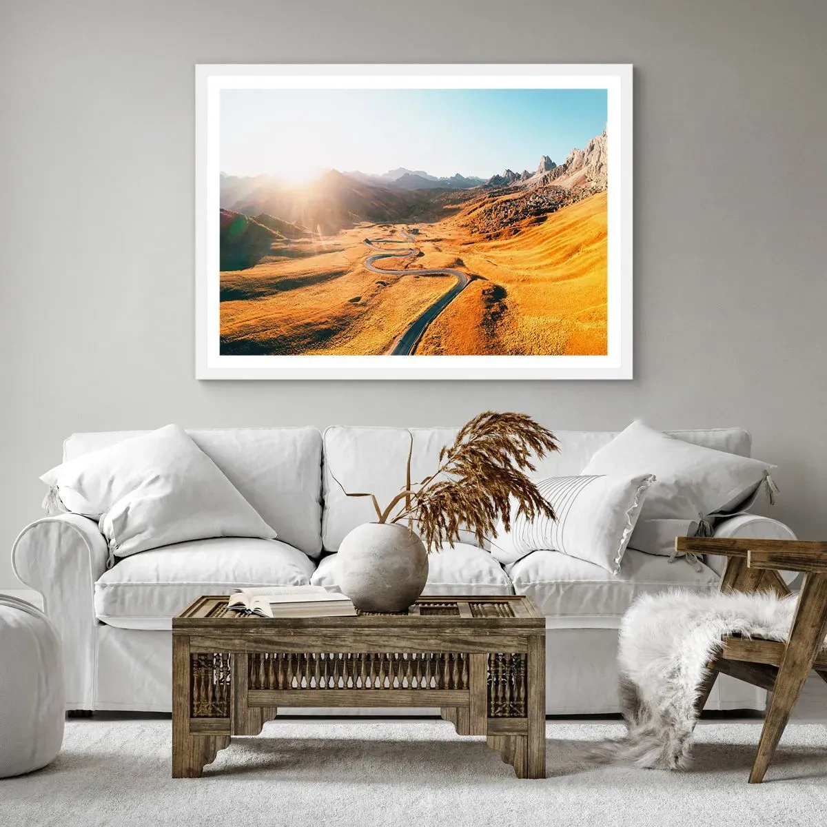 Poster în ramă albă - Într-o vale de aur - 40x30 cm