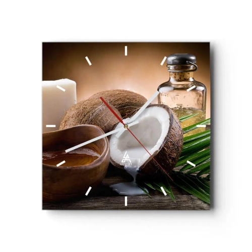 Ceas de perete - Ceas pe sticlă - Sănătate din insulele tropicale - 40x40 cm