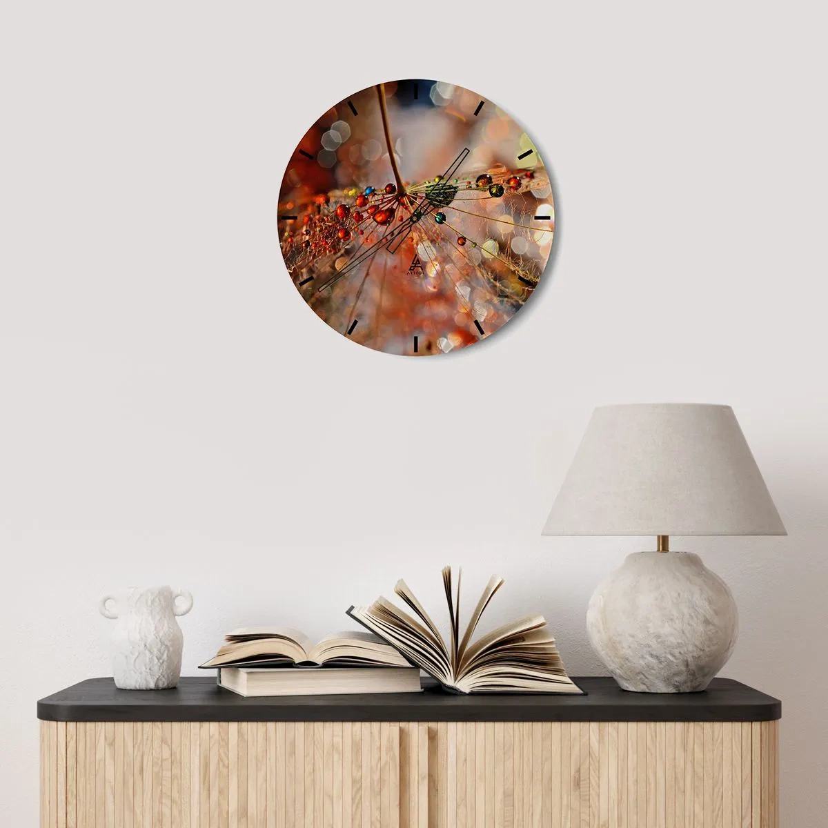 Ceas de perete - Ceas pe sticlă - Înfipt pe pânza de păianjen - 30x30 cm