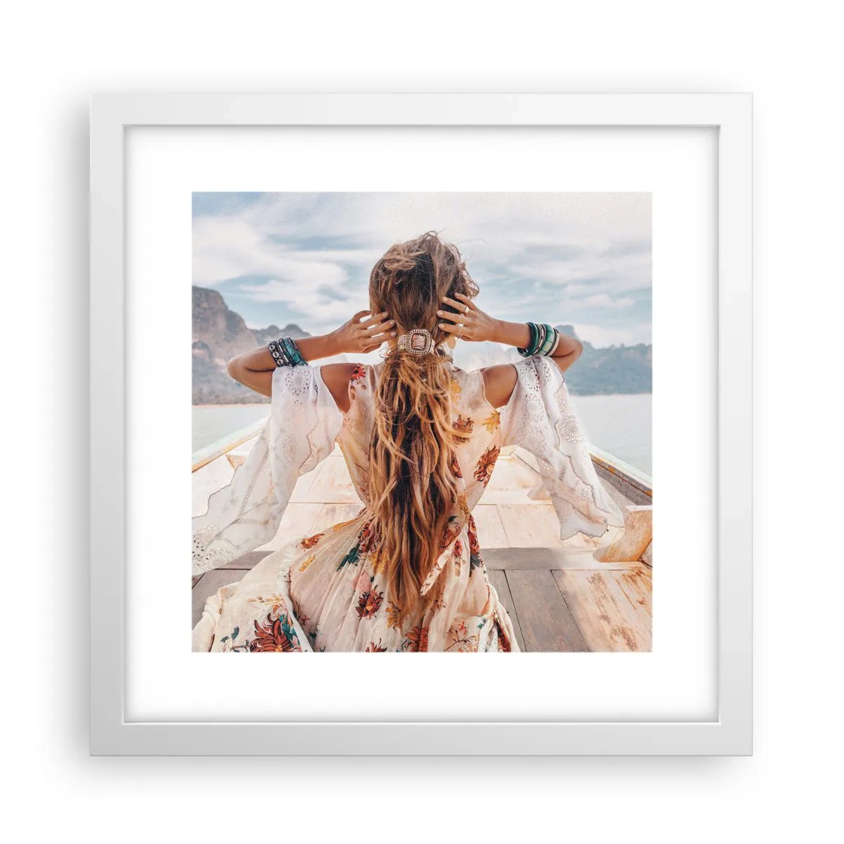 Poster în ramă albă - Pe drumul spre fericire - 30x30 cm