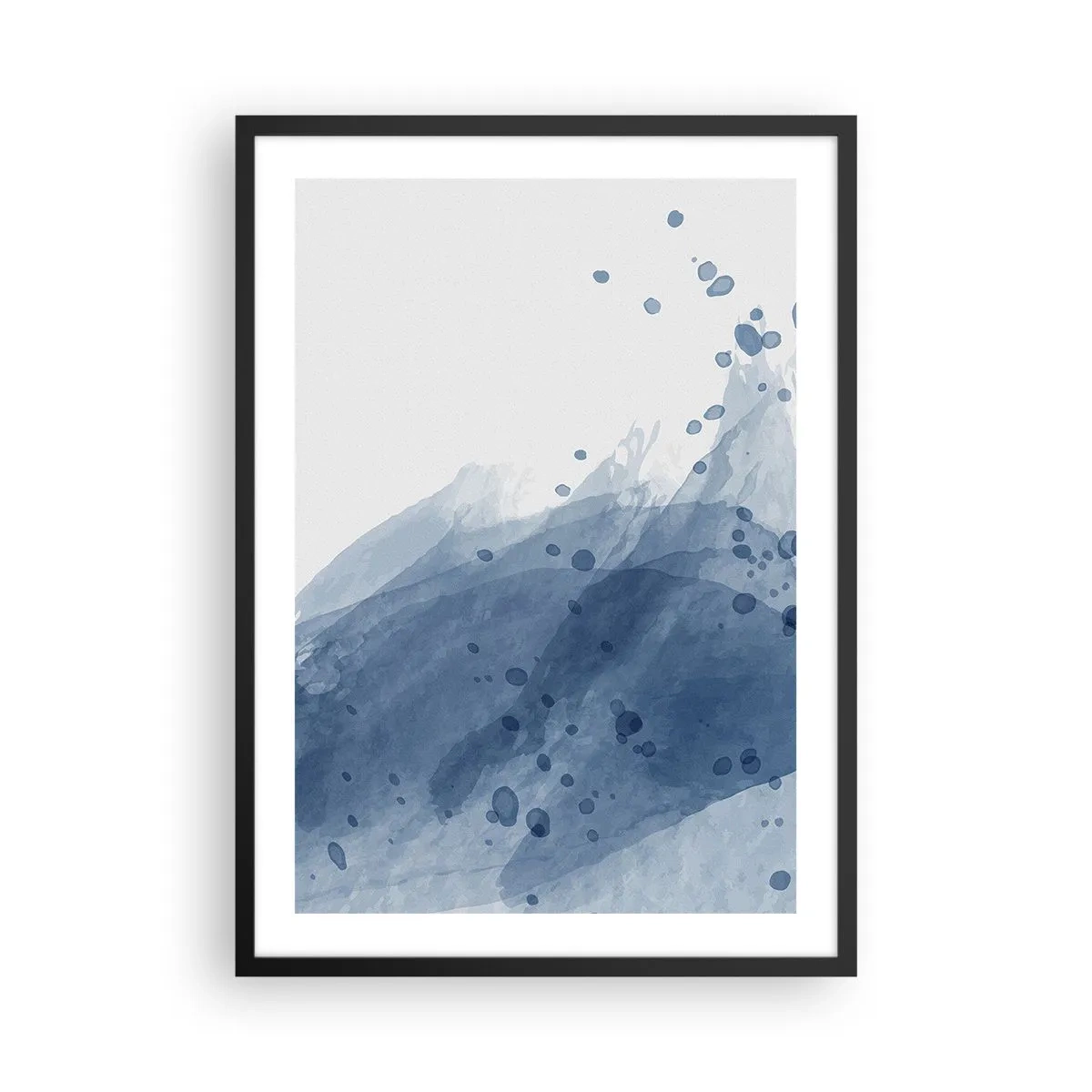 Poster în ramă neagră - Valuri de acuarelă în nuanțe de albastru - 50x70cm - Tul albastru - Decorațiune modernă pentru perete pentru living și dormitor ARTTOR