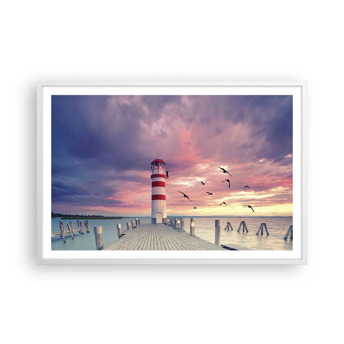 Poster în ramă albă - Să ne întoarcem în port - 91x61 cm