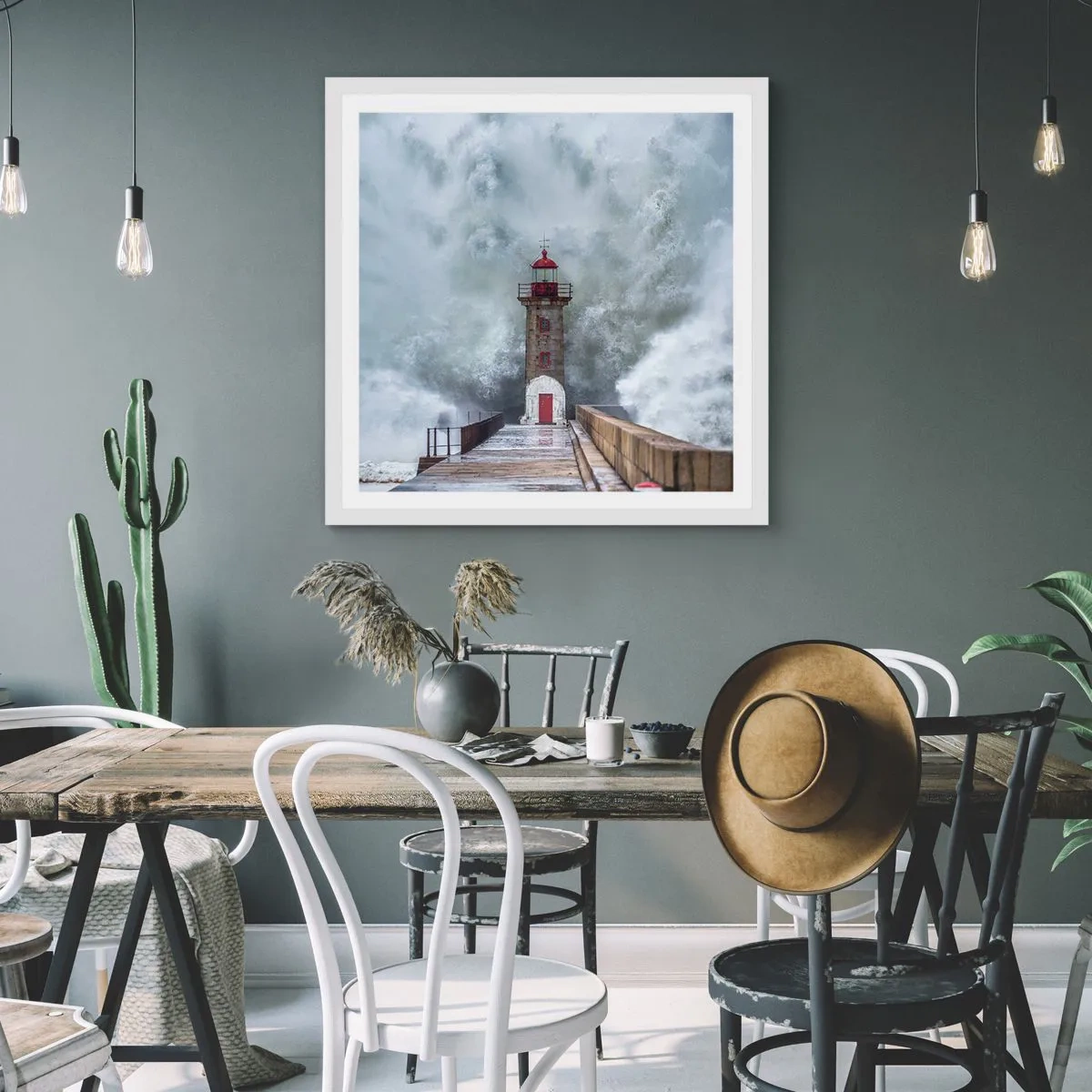 Poster în ramă albă - Zgomotul apelor, sunetul vântului - 60x60 cm