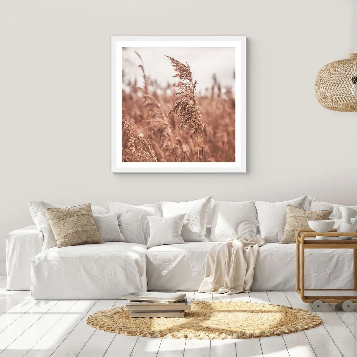 Poster în ramă albă - Toamna pe câmpuri - 50x50 cm