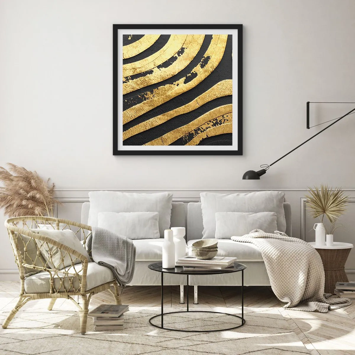 Poster în ramă neagră - Totul curge - 40x40 cm