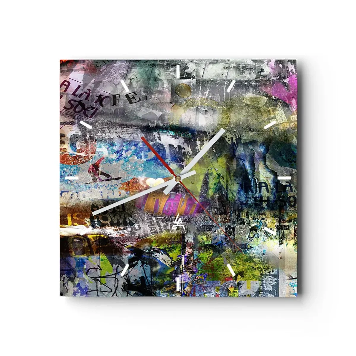 Ceas de perete - Ceas pe sticlă - Colaj de amintiri - 40x40 cm