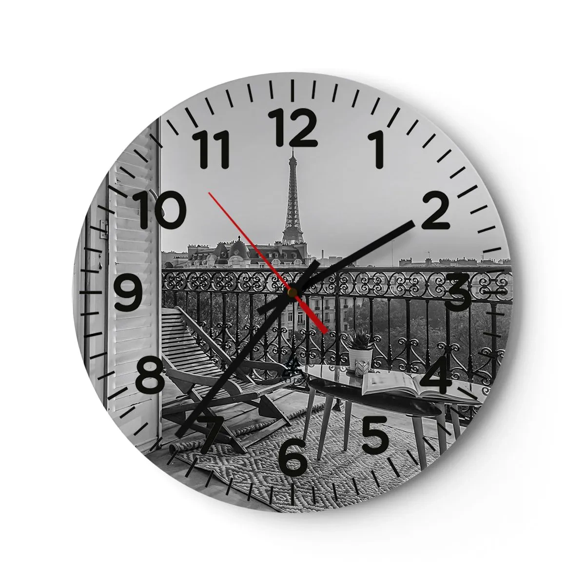 Ceas de perete - Ceas pe sticlă - După-amiază pariziană - 30x30 cm