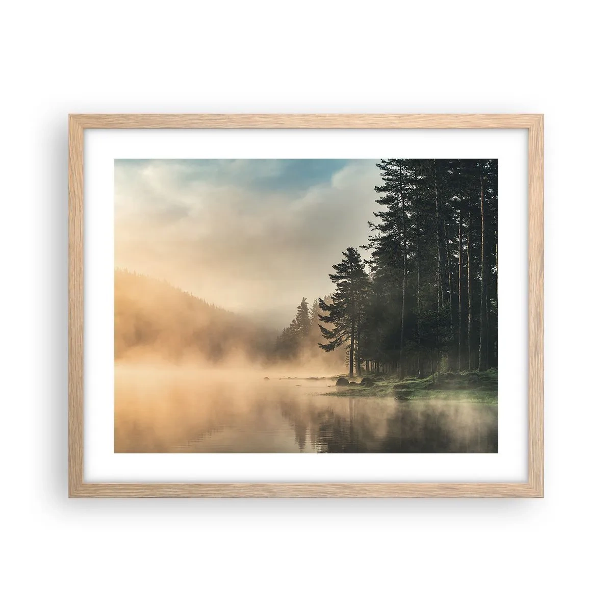 Poster în ramă de stejar deschis - Nașterea unei zile - 50x40 cm