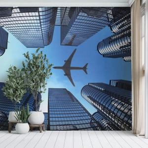 Tapet Premium Canvas - Vedere de pe ravenă de sticlă - Arhitectură, Avion, Oraș - 150x105 cm