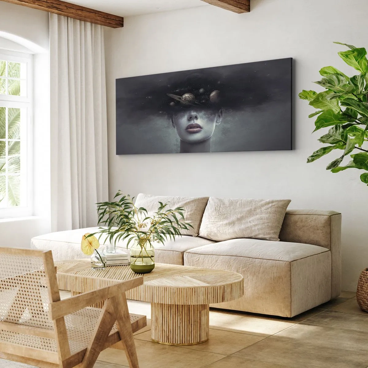 Tablou pe pânză - Și planetele o iau razna... - 90x30 cm