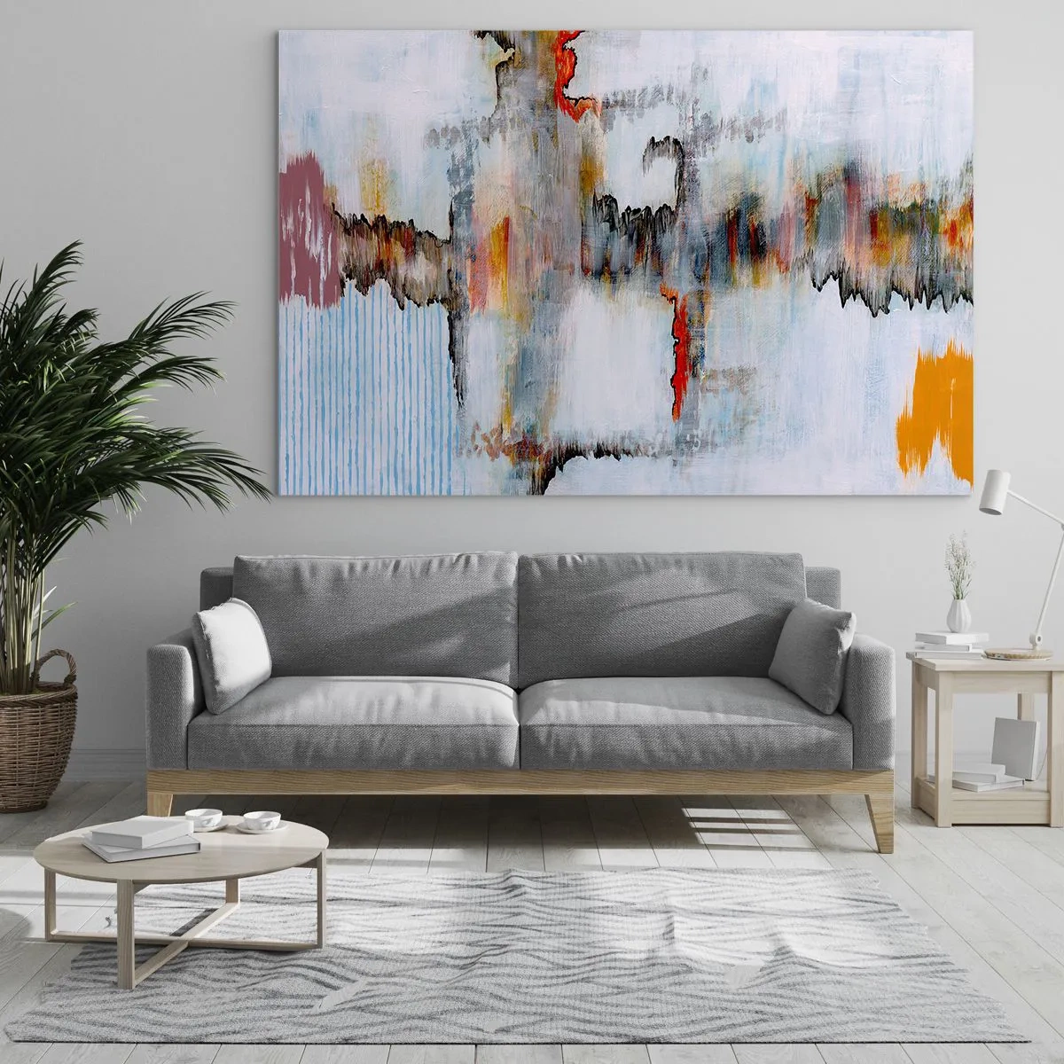 Tablou pe sticlă - Compoziție abstractă cu culori energice - 70x50cm - Cu bățul pe apă - Decorațiune modernă pentru perete pentru living și dormitor ARTTOR