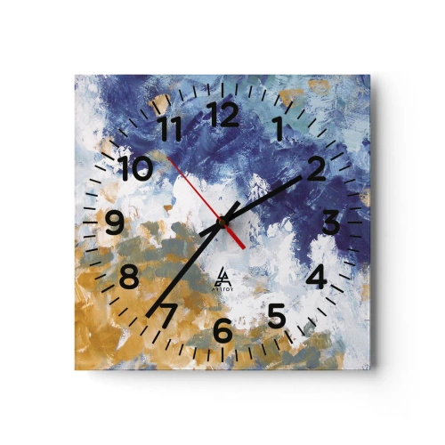 Ceas de perete - Ceas pe sticlă - Dansul elementelor - 30x30 cm