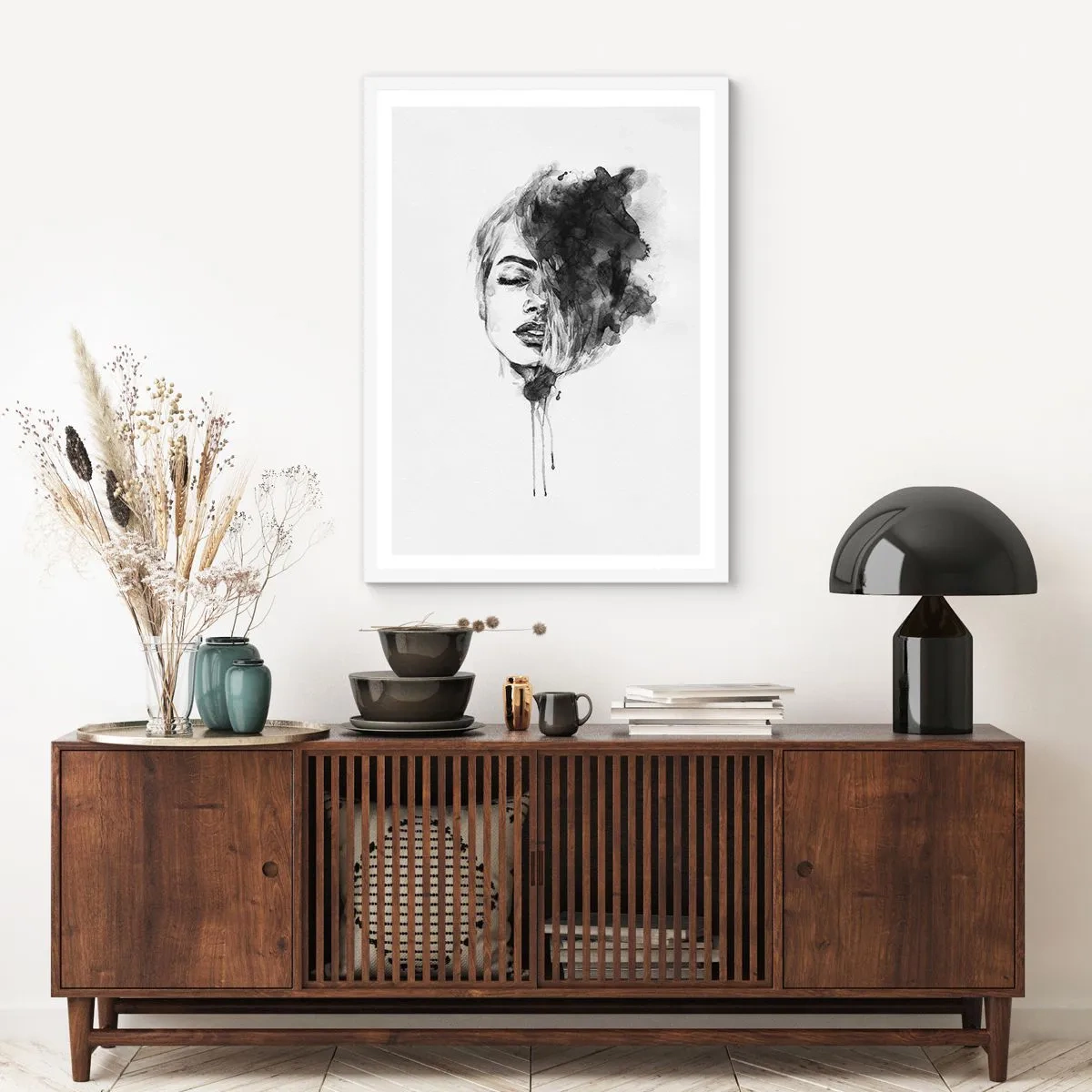 Poster în ramă albă - La ce visează frumoasa - 50x70 cm