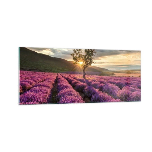 Tablou pe sticlă - Aroma în liliac - 100x40 cm