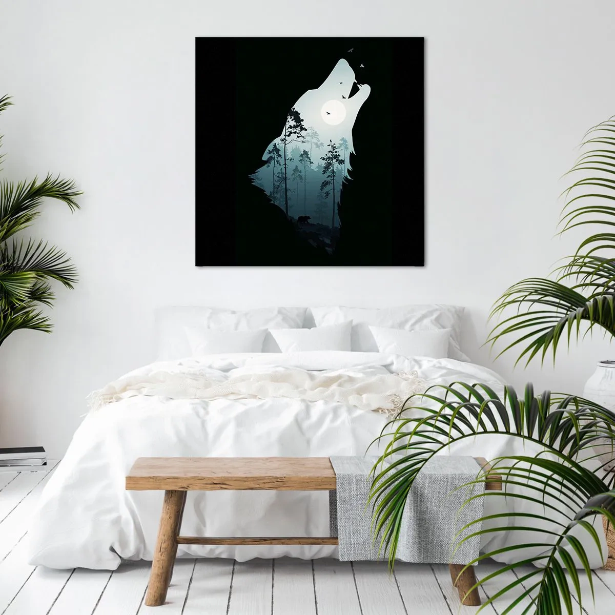 Tablou pe pânză - O voce în pădure de noapte - 60x60 cm