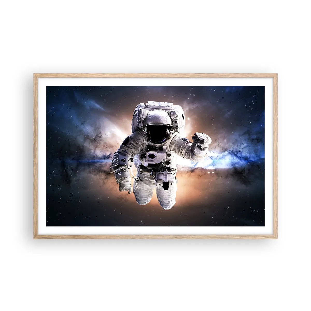Poster în ramă de stejar deschis - Salutări din spațiul cosmic - 91x61 cm