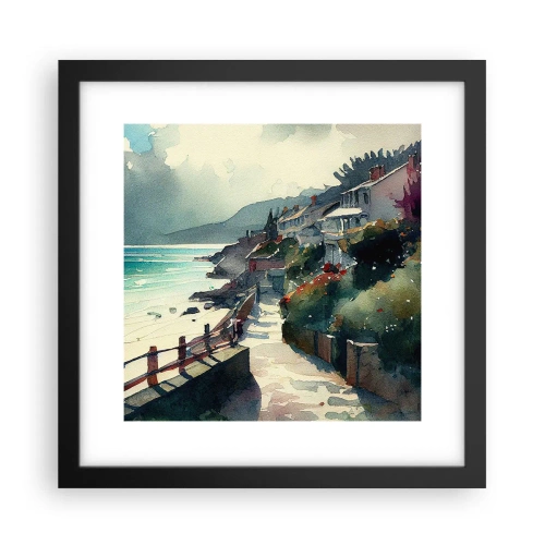 Poster în ramă neagră - Orășel mediteraneean - 30x30 cm