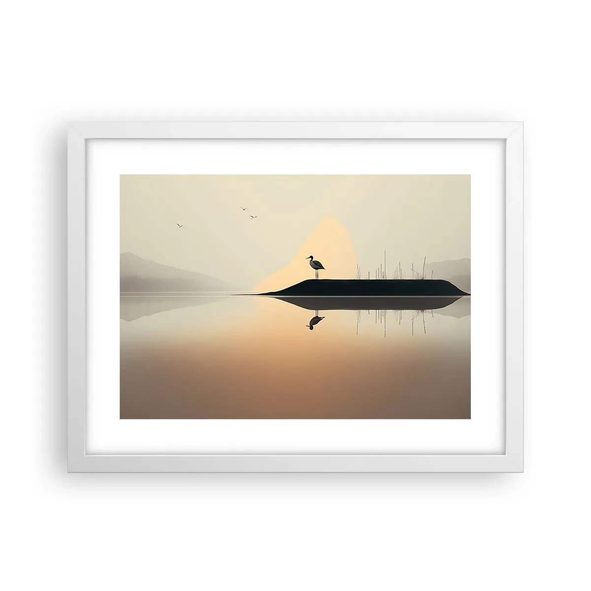 Poster în ramă albă - Domn pe lac - 40x30 cm