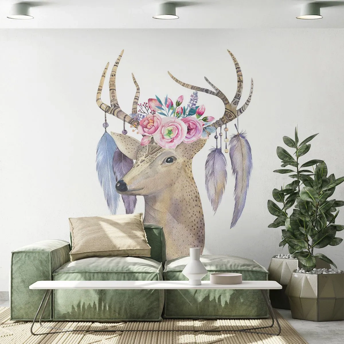 Tapet Autoadeziv Deluxe Sticker - Ghidul sufletului - blând, inocent - Abstracția, Animale, Cerb - 250x175 cm