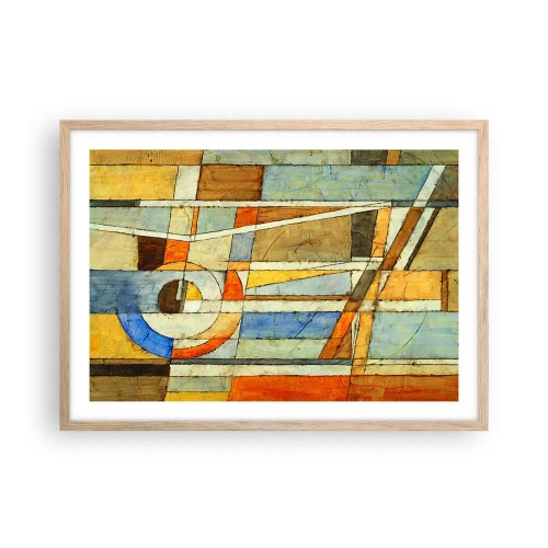 Poster în ramă de stejar deschis - Cubismul în construcție - 70x50 cm