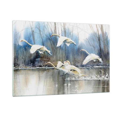 Tablou pe sticlă - Dansând cu lebedele sălbatice - 120x80 cm