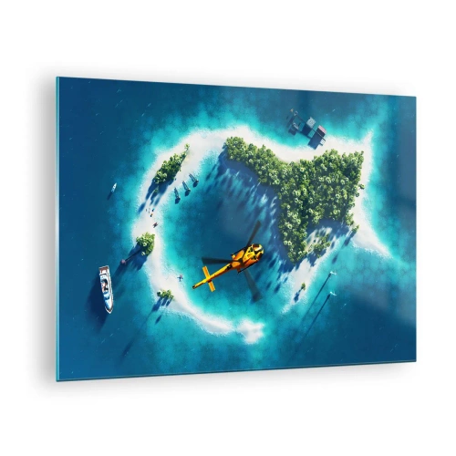 Tablou pe sticlă - Cumpără-ți o insulă - 70x50cm - Cumpără-ți o insulă - Decorațiune modernă pentru perete pentru living și dormitor ARTTOR