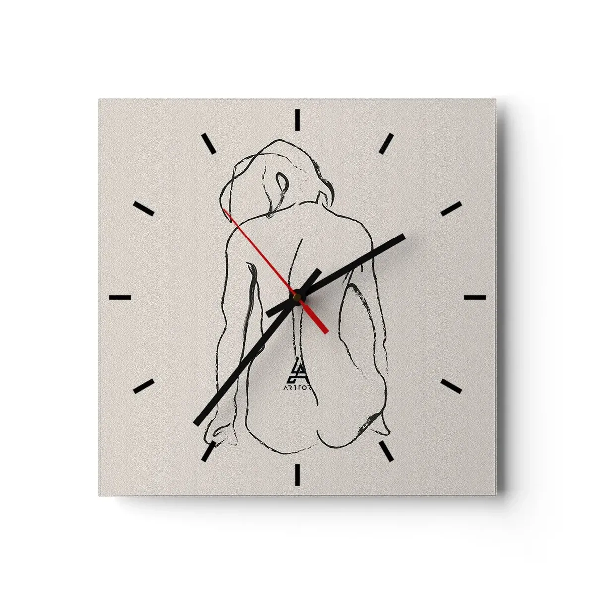 Ceas de perete - Ceas pe sticlă - Nud de fată - 30x30 cm