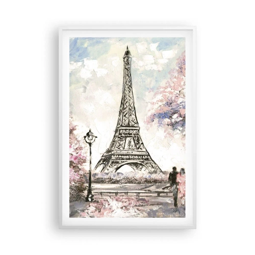 Poster în ramă albă - Plimbare în aprilie la Paris - 61x91 cm