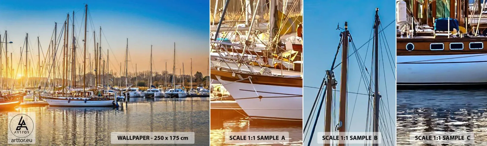 Mostră de Tapet Standard Eco - Vântul trebuie să doarmă și el - Peisaj, Marina, Barcă cu pânze - 100x30 cm