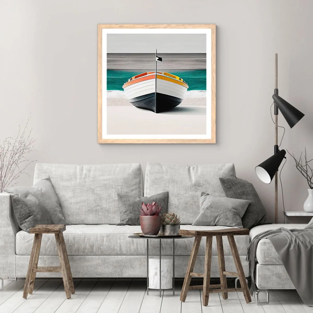 Poster în ramă de stejar deschis - În locul ei - 60x60 cm