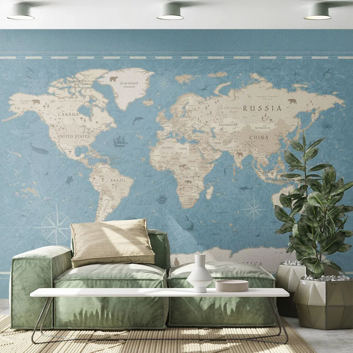Tapet Standard Eco - Lumea la îndemână - Harta lumii, Epocă, Grunge - 250x175 cm