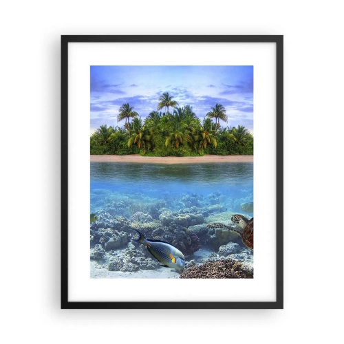 Poster în ramă neagră - Insula paradisiacă vă invită - 40x50 cm