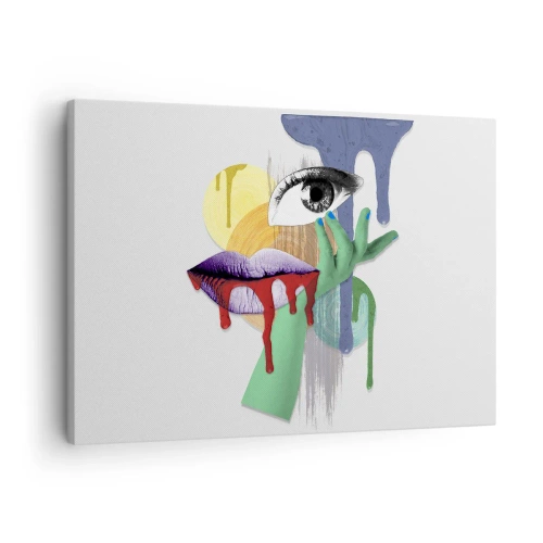 Tablou pe pânză Canvas - Portret deconstruit cu elemente abstracte - 70x50cm - Portret deconstruit - Decorațiune modernă pentru perete pentru living și dormitor ARTTOR