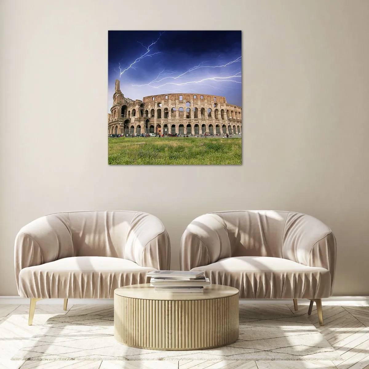 Tablou pe sticlă - Arena de luptă - 30x30 cm