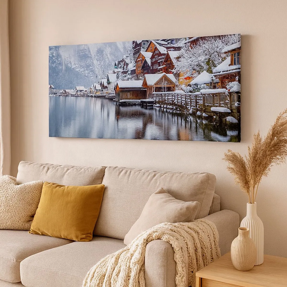 Tablou pe pânză - În decor de iarnă - 100x40 cm