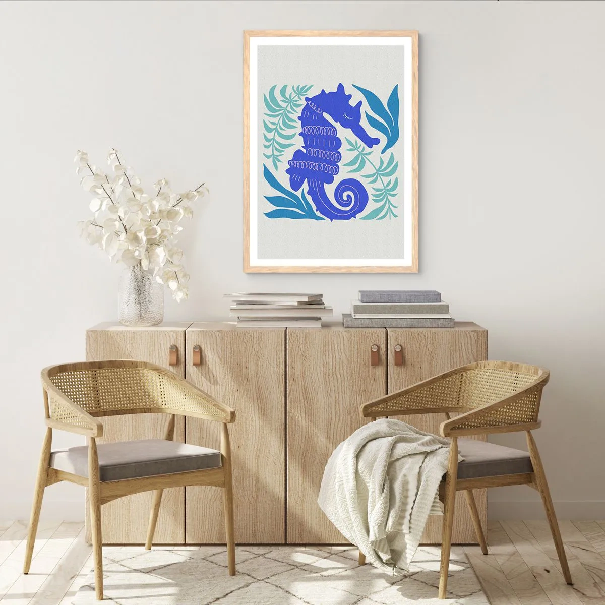 Poster în ramă de stejar deschis - Pe o pajiște subacvatică - 61x91 cm