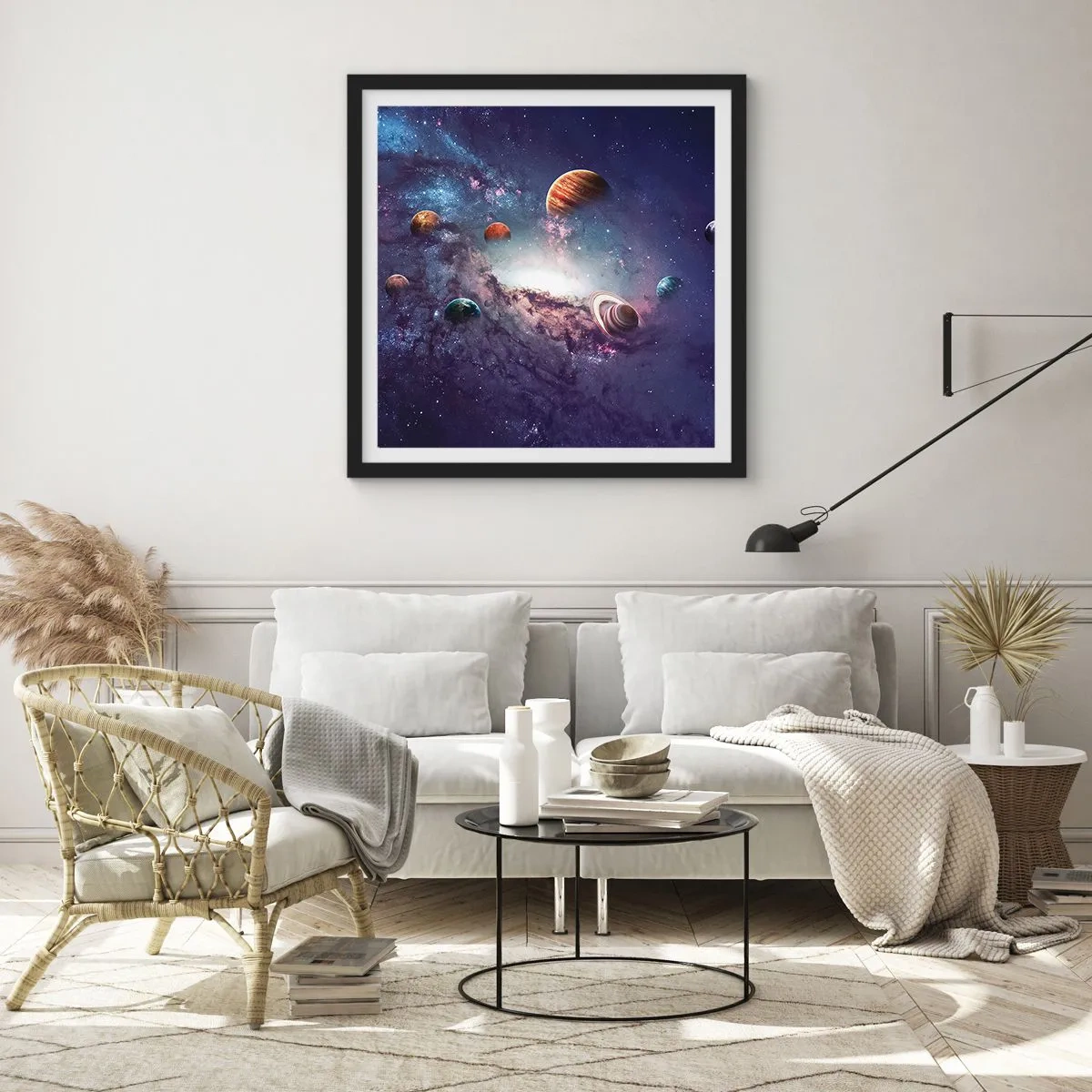 Poster în ramă neagră - Sistemul de dans solar - 60x60 cm