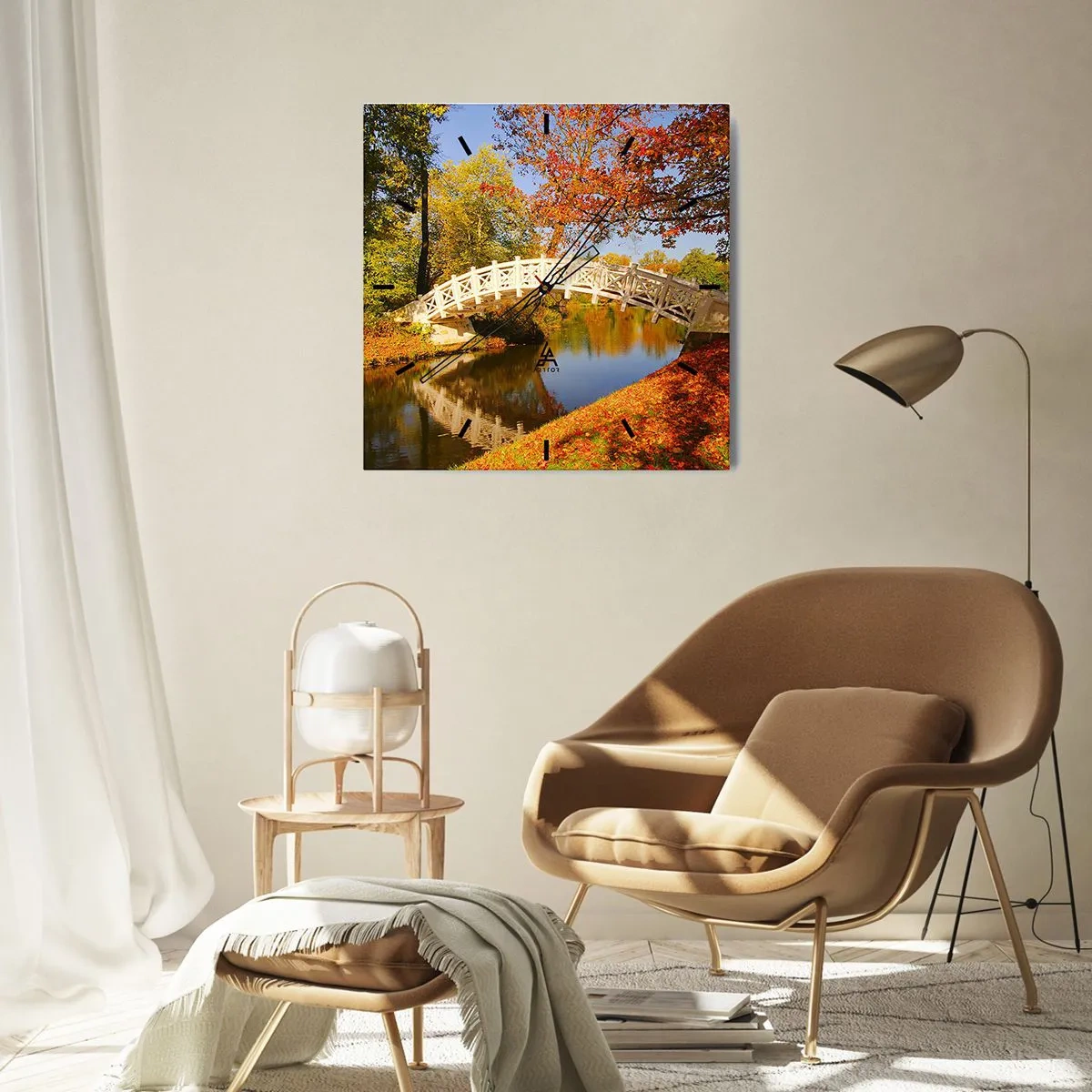 Ceas de perete - Ceas pe sticlă - Pe podul alb al suspinelor - 30x30 cm